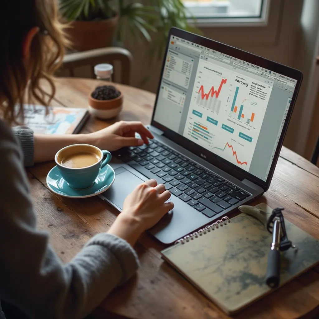 Graphiques financiers et icône IA